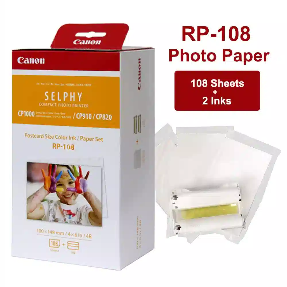 Papir RP108 za photoselphy CP1300 s uključenih 108 papira, rolicama i tintom.